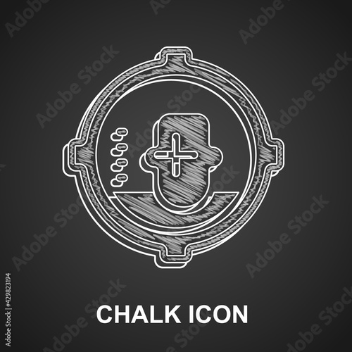 Chalk Headshot icon isolated on black background. Sniper and marksman is shooting on the head of man, lethal attack, assault and assassination. Vector