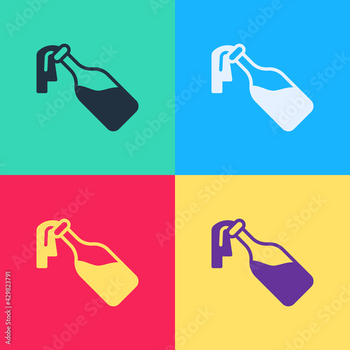 Pop art Cocktail molotov icon isolated on color background. Vector