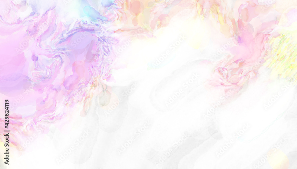 Soft watercolor wallpaper. Artistic painting with softly brushed colors. Pastel colors dabbed background. Painted abstract wall art.