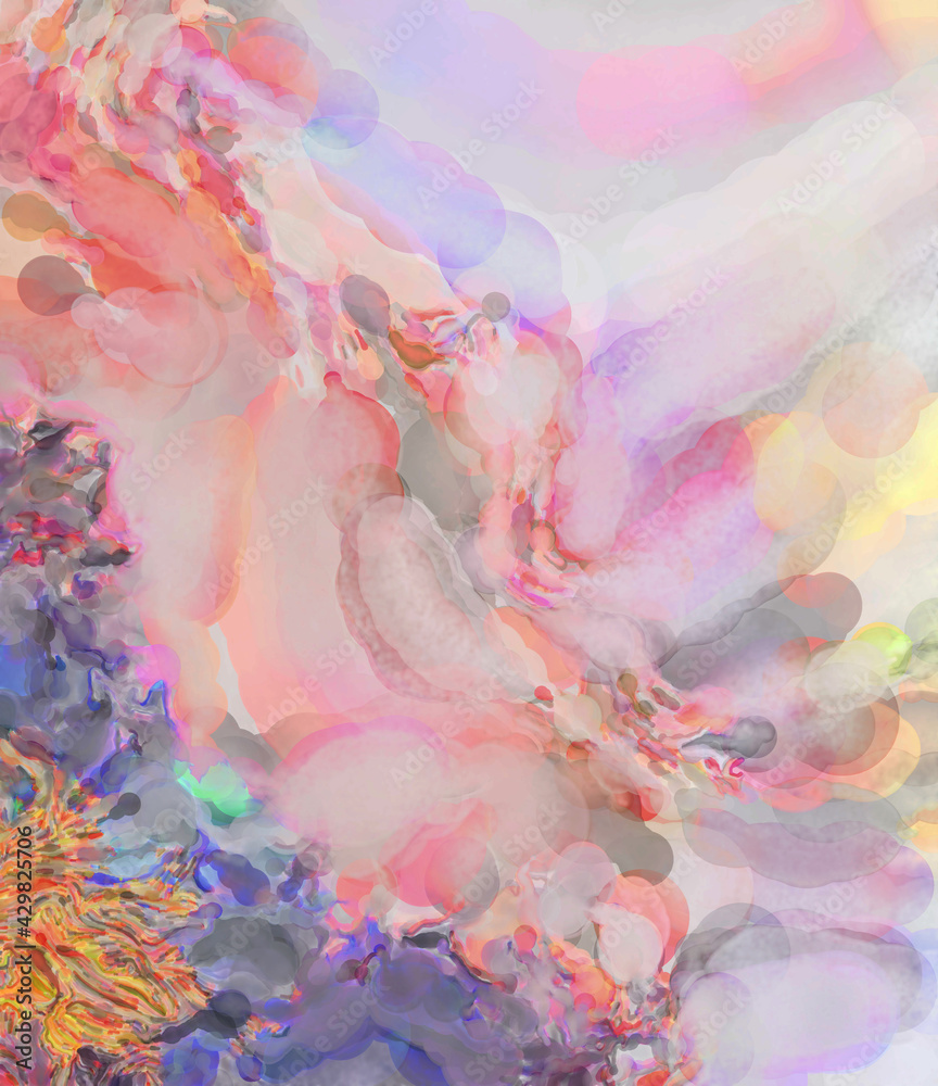 Fototapeta premium Soft watercolor wallpaper. Artistic painting with softly brushed colors. Pastel colors dabbed background. Painted abstract wall art.