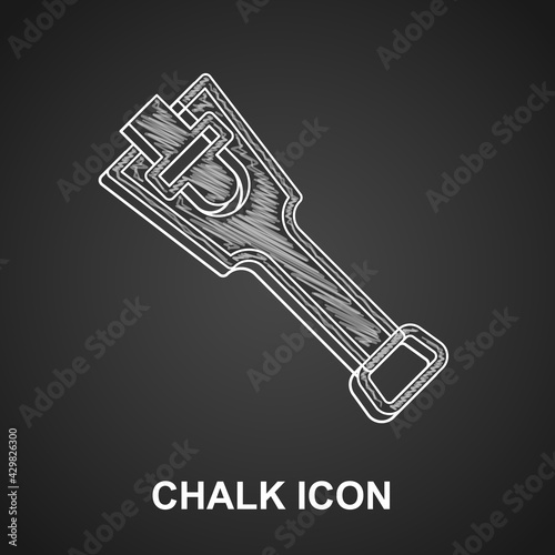 Chalk Prosthesis leg icon isolated on black background. Futuristic concept of bionic leg, robotic mechanical leg. Vector