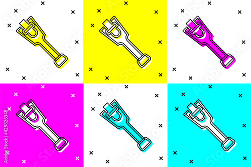 Set Prosthesis leg icon isolated on color background. Futuristic concept of bionic leg, robotic mechanical leg. Vector