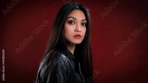 Young Asian woman in profile - studio photography