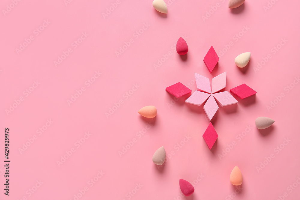 Makeup sponges on color background Makeup sponges on color background