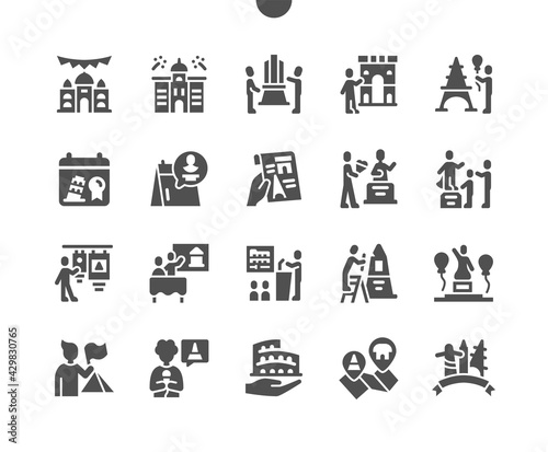 International Day for Monuments and Sites 18 April. Architectural monument and pyramid. Calendar. Eighteenth of april. Holiday. Saving history. Vector Solid Icons. Simple Pictogram