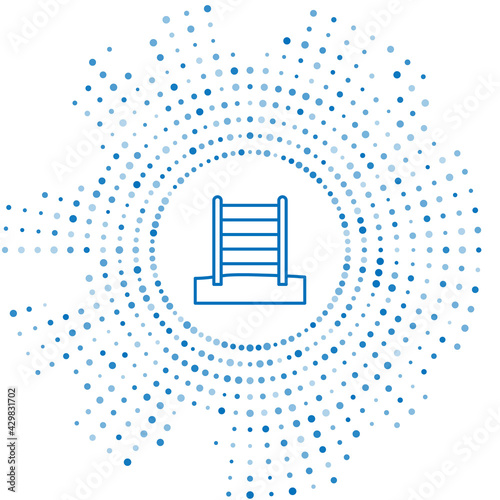 Blue line Wooden Swedish wall icon isolated on white background. Swedish stairs. Abstract circle random dots. Vector