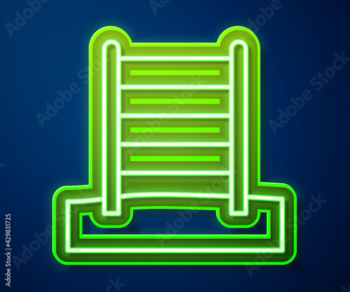 Glowing neon line Wooden Swedish wall icon isolated on blue background. Swedish stairs. Vector