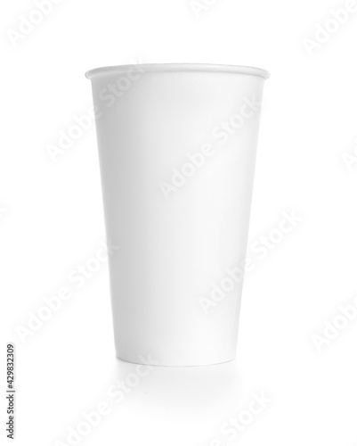Blank paper cup on white background