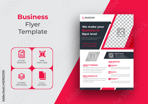 Business flyer template design, vector file, Flyer Template Geometric shape used for business poster layout, IT Company flyer, corporate banners, and leaflets