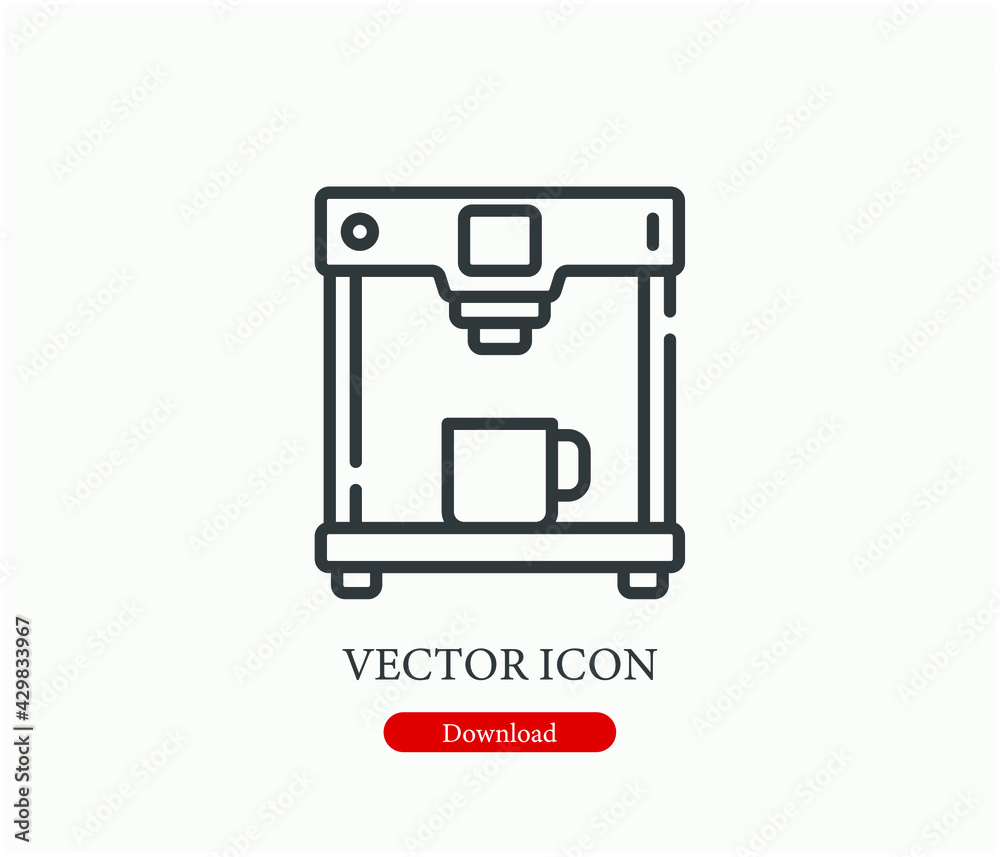 Coffee machine vector icon. Editable stroke. Linear style sign for use on web design and mobile apps, logo. Symbol illustration. Pixel vector graphics - Vector Coffee machine vector icon. Editable stroke. Linear style sign for use on web design and mobile apps, logo. Symbol illustration. Pixel vector graphics - Vector