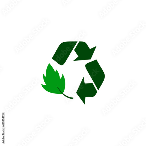 recycle leaf  logo, ecology green icons set on white background