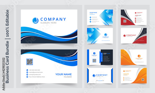 Business cards templates. Modern business cards. Business card with photo, business card photography, business card layout. Blue business card, Orange business card, Yellow business card, Red business