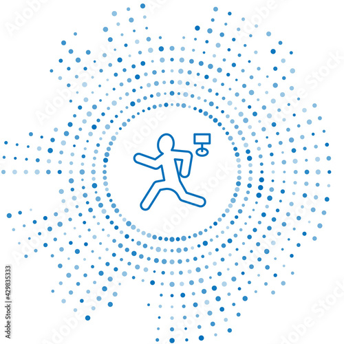 Blue line Murder icon isolated on white background. Body, bleeding, corpse, bleeding icon. Concept of crime scene. Abstract circle random dots. Vector