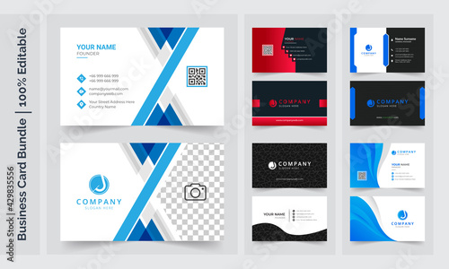 Modern business card template design. Business card with photo, business card photography, business card layout. photography business cards. Blue business card, Orange business card, Yellow business c