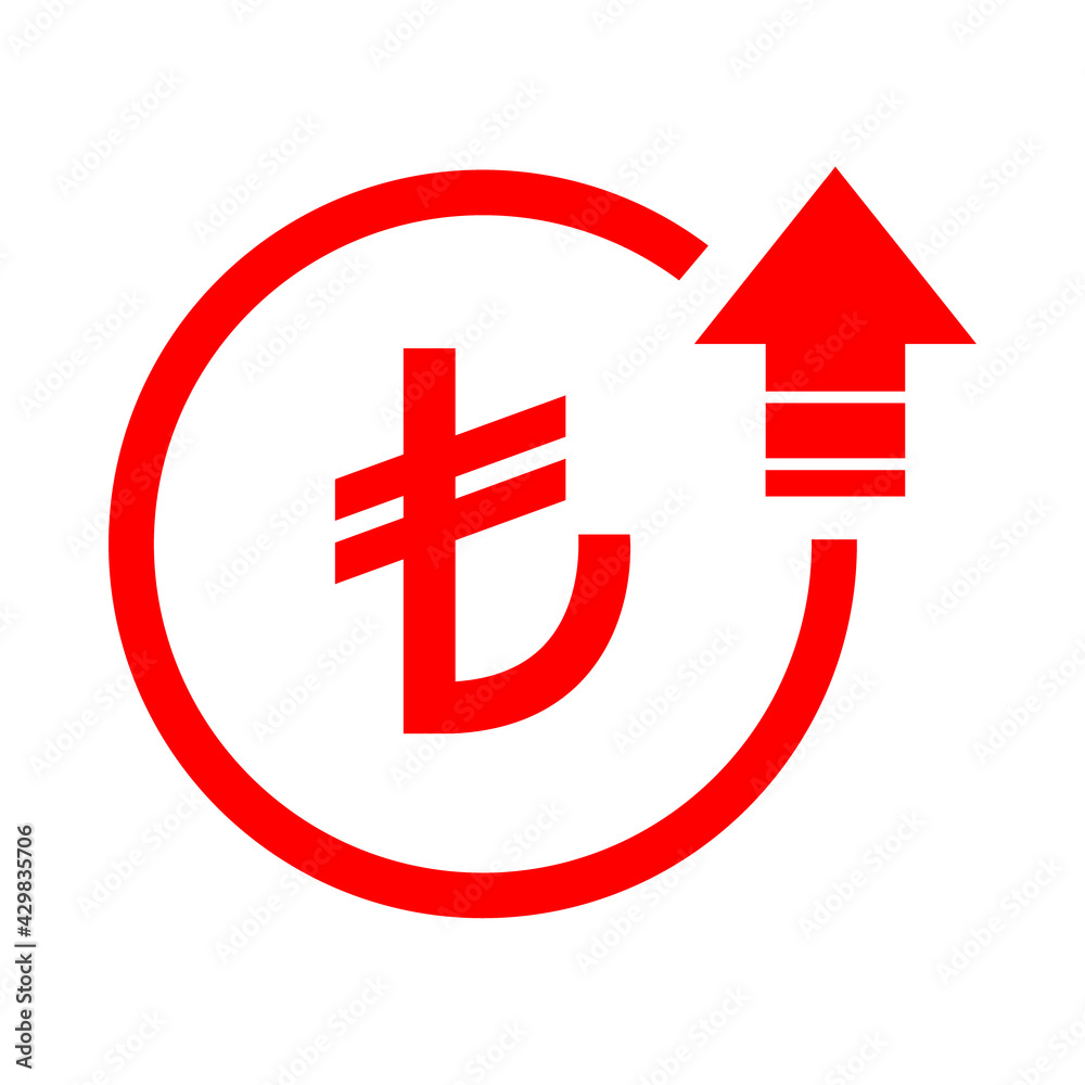 Turkish lira high symbol, cost increase icon. Growth profit bussiness sign vector illustration Turkish lira high symbol, cost increase icon. Growth profit bussiness sign vector illustration