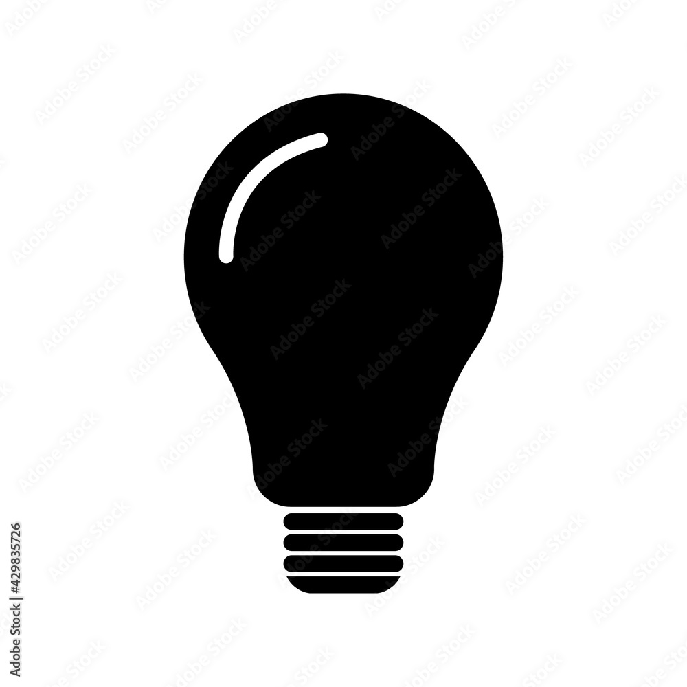 Light bulb icon, Lightbulb energy symbol Electric power vector illustration isolated on white background Black and white design Light bulb icon, Lightbulb energy symbol Electric power vector illustration isolated on white background Black and white design