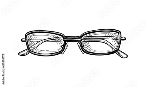 Ink sketch of eyeglasses.