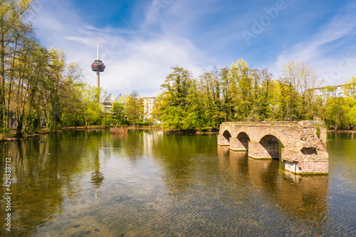 Cologne Koln, Germany: View of the Old Bridge in Mediapark. The MediaPark is a modern neighborhood that accommodates companies of media and communication industry photo