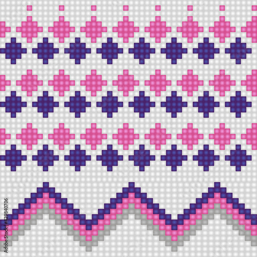 Geometrical seamless counting jacquard embroidery or knitting scheme motif pattern background  isolated vector illustration. For apparel textile like that sweater  sock  napkin  cushion