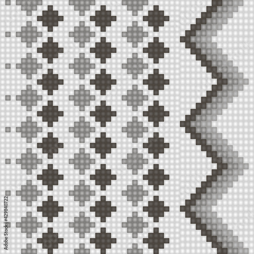Geometrical seamless counting jacquard embroidery or knitting scheme motif pattern background, isolated vector illustration. For apparel textile like that sweater, sock, napkin, cushion