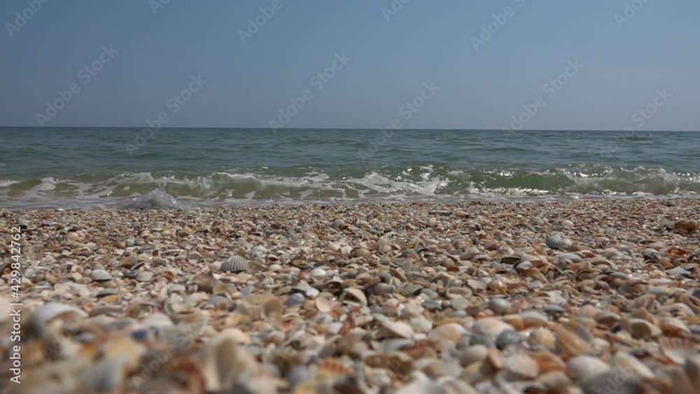 Sea wave on the seashore. Slow motion Sea wave on the seashore. Slow motion