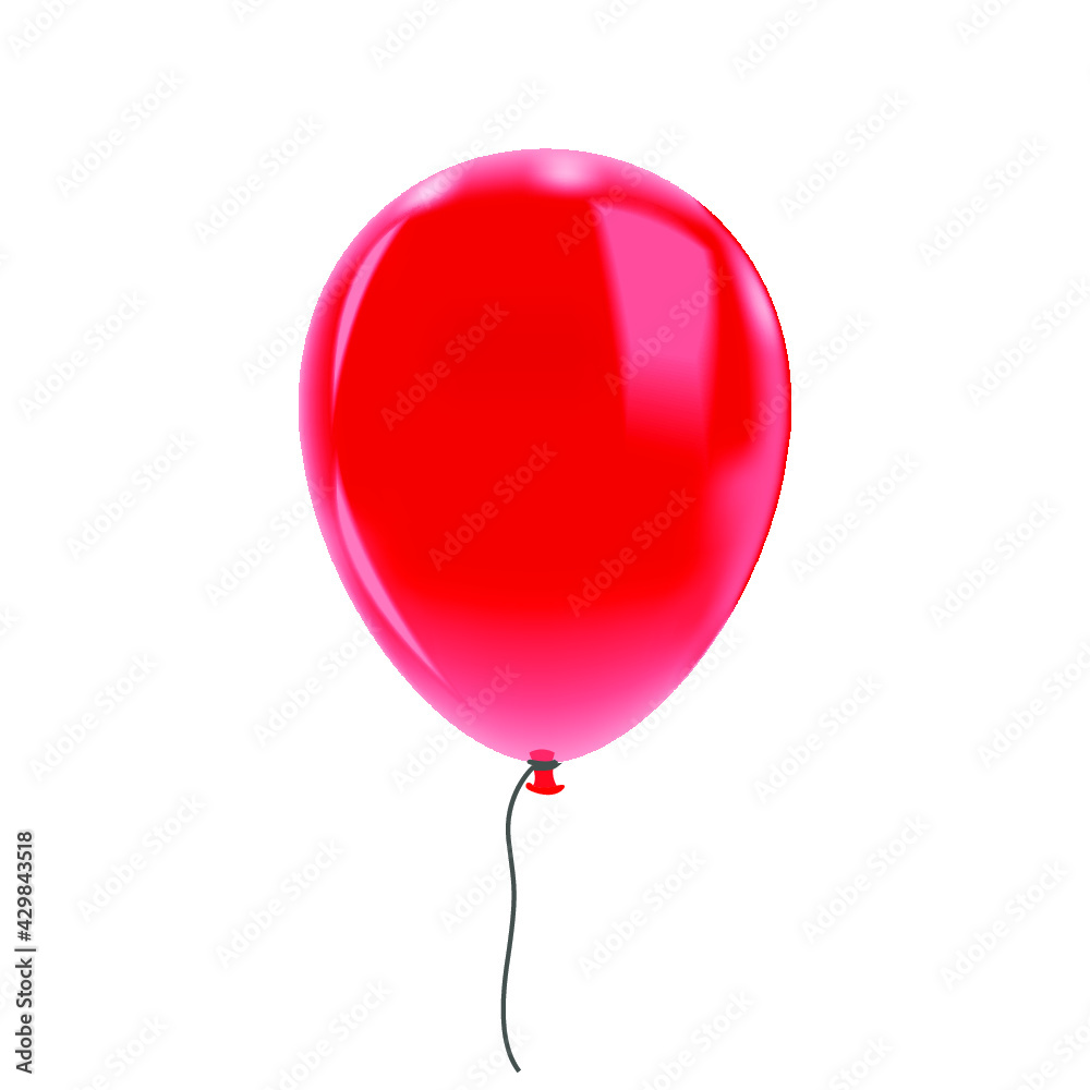 Red balloon isolated on a white background. 3d rendering Red balloon isolated on a white background. 3d rendering