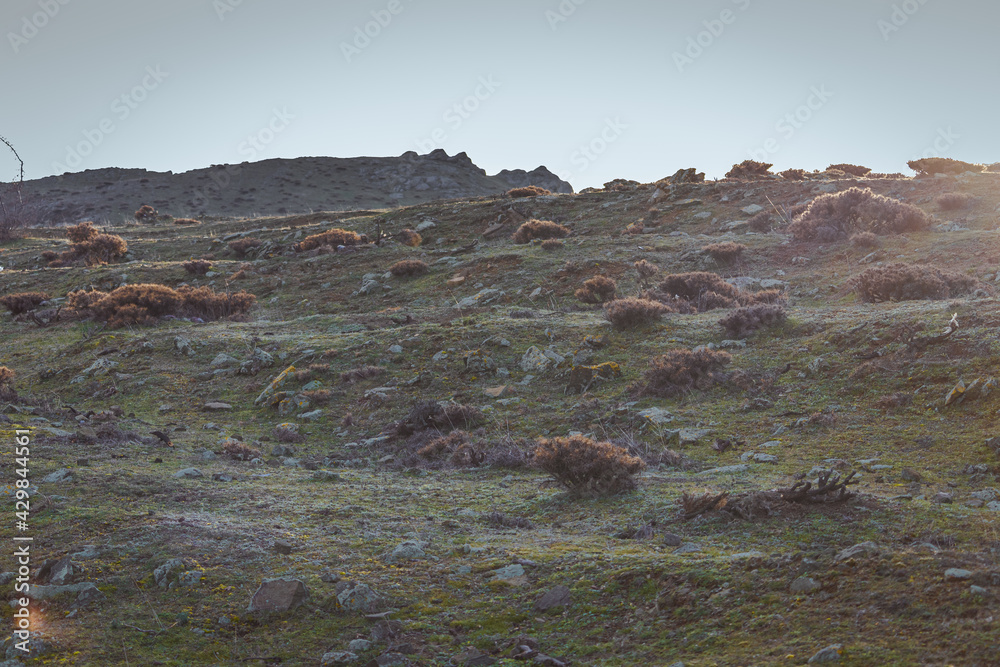 Fototapeta premium Golden hour over the town of Aitos, Bulgaria