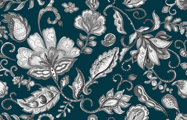 Keuken achterwand Kerstmis motieven patronen Paisley aquarel bloemenpatroon Indiase stijl  © Natalia