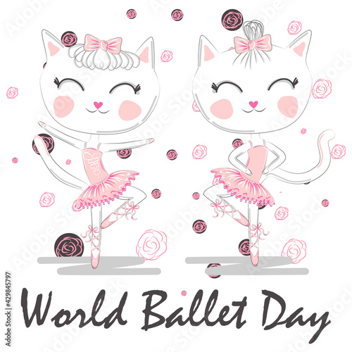 World Ballet Day, October. Young girl performing ballet dance conceptual