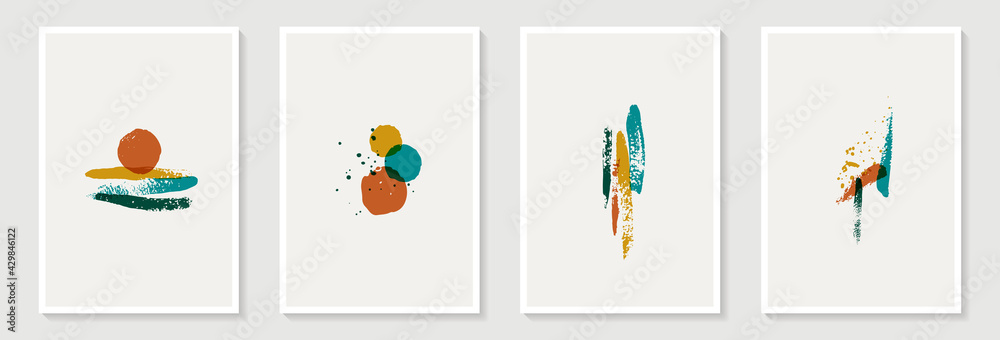 Fototapeta premium Creative minimalist hand painted Abstract art background with brush stroke abstract art. Design for wall decoration, postcard, poster or brochure, home decoration