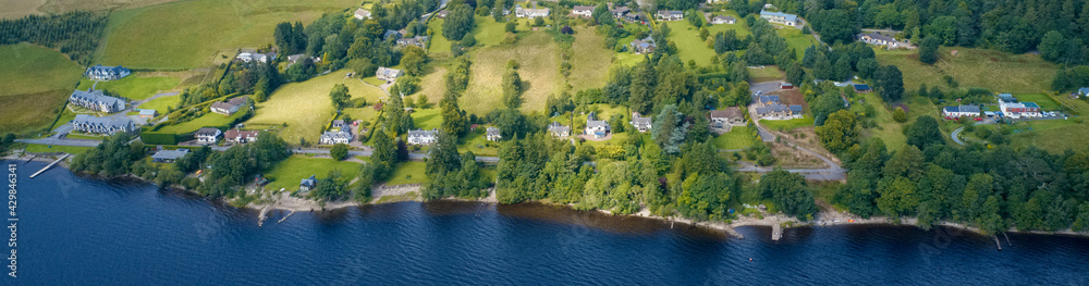 Loch Tay aerial view during summer and mountains in Perthshire