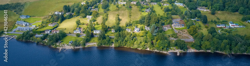 Loch Tay aerial view during summer and mountains in Perthshire