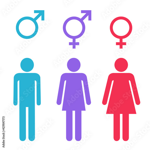 Female, male and transgender symbols on transparent background. Intersex symbols, sexuality icons.