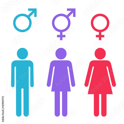 Female, male and transgender symbols on transparent background. Intersex symbols, sexuality icons.