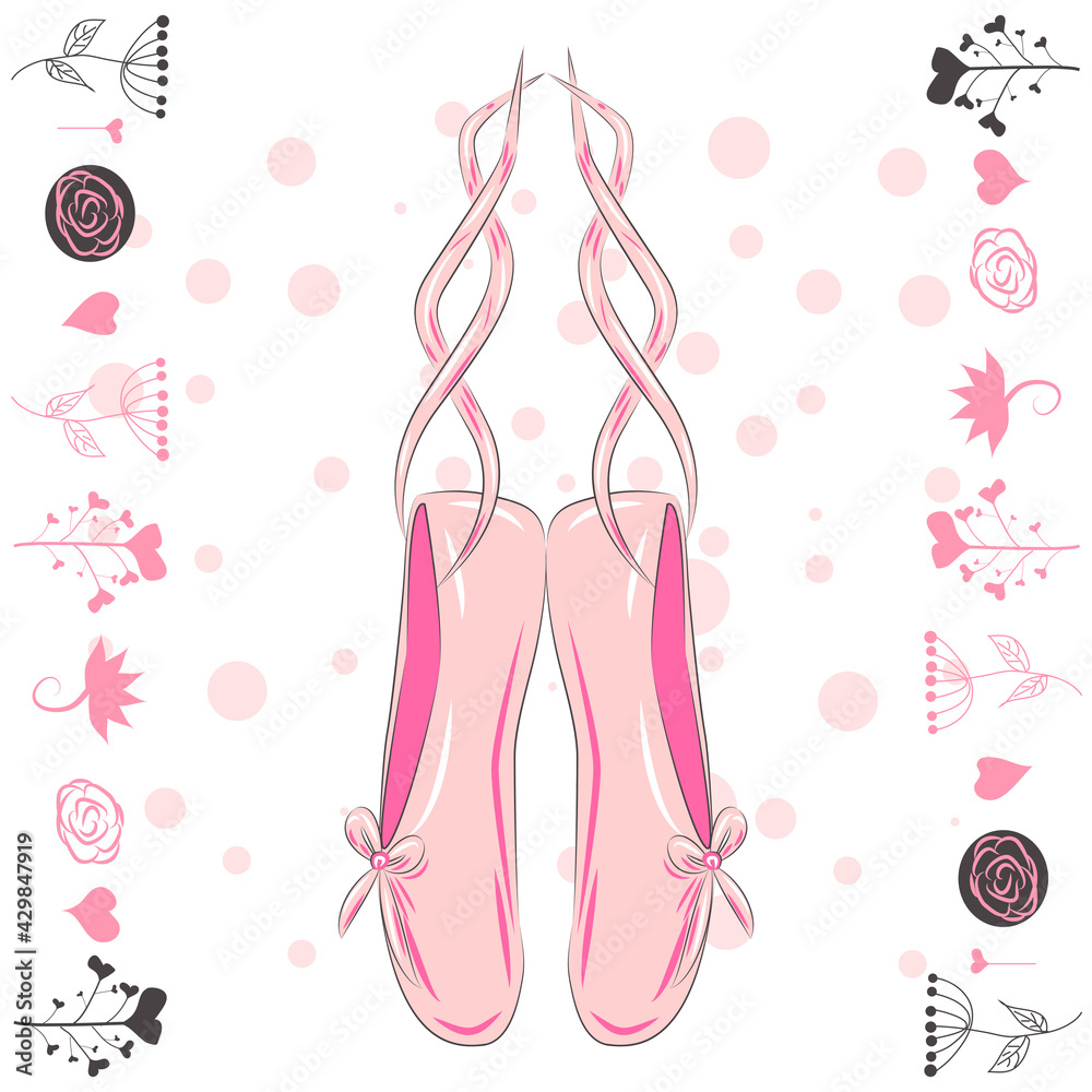 Illustration of a pair of well-worn ballet pointes shoes