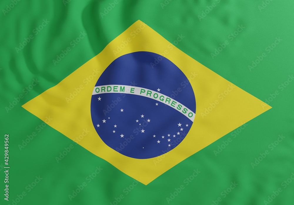 Fototapeta premium Brazil Flag. 3D rendering.