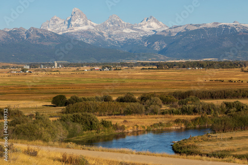 Tetonia, Idaho, landscape with Teton range mountains photo