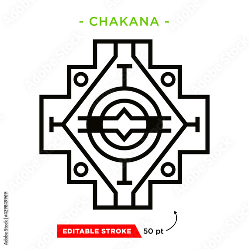 Inca Cross Chakana, Inti Raymi Ecuador, Peru emblematic symbol of an ancestral and cultural celebration of the Andean peoples for the winter solstice. Ethnic folk image. Tribe motif. Tribal. Pachamama photo