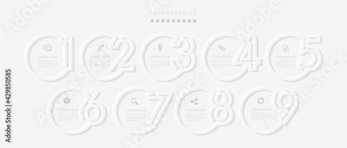 Vector elegant simple refined style infographic design UI template 9 number labels and icons