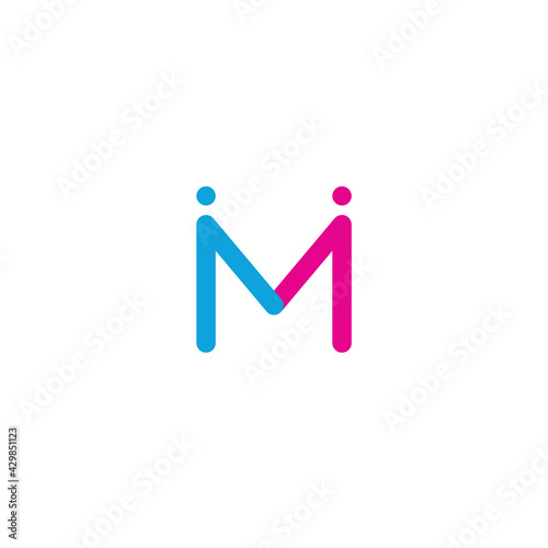 Letter M and People logo or icon design