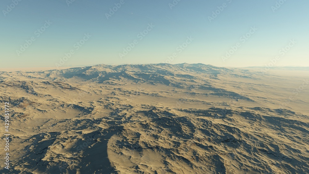 Fototapeta premium science fiction illustration, beautiful space background, a computer-generated surface, a fantasy world 3d render