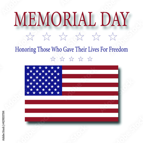 Memorial Day - Honoring All Who Gave Their Lives For Freedom plaque with American flag vector.
