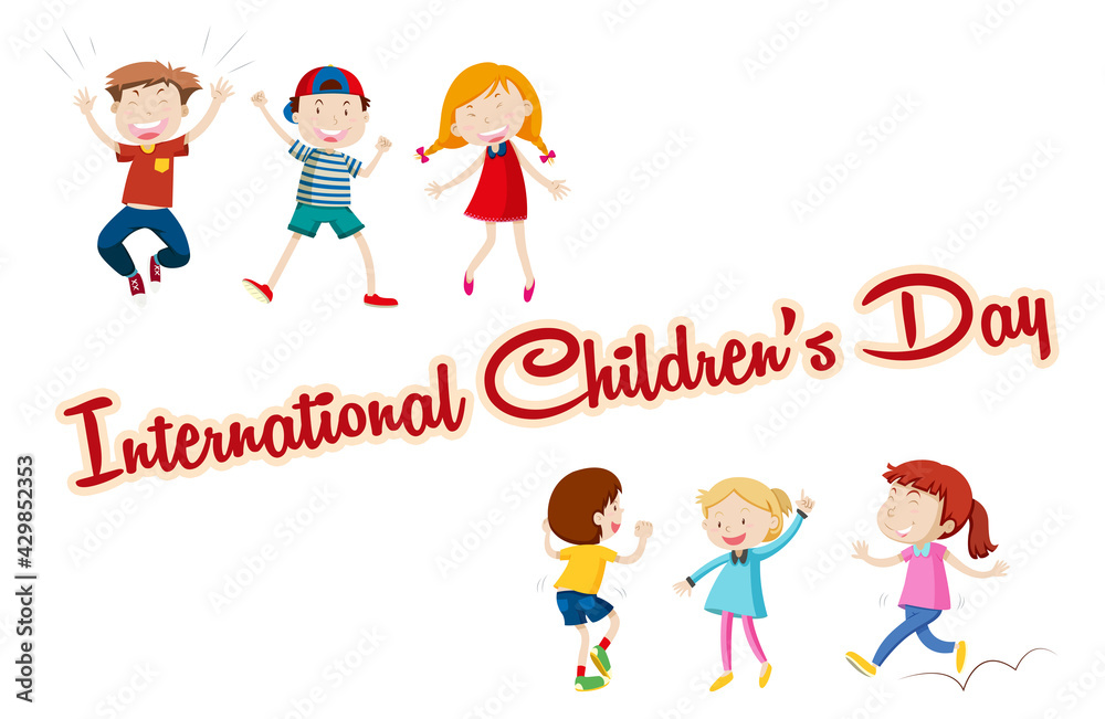 International Children’s Day Happy Kids Enjoying And Playing Outdoor illustration International Children’s Day Happy Kids Enjoying And Playing Outdoor illustration