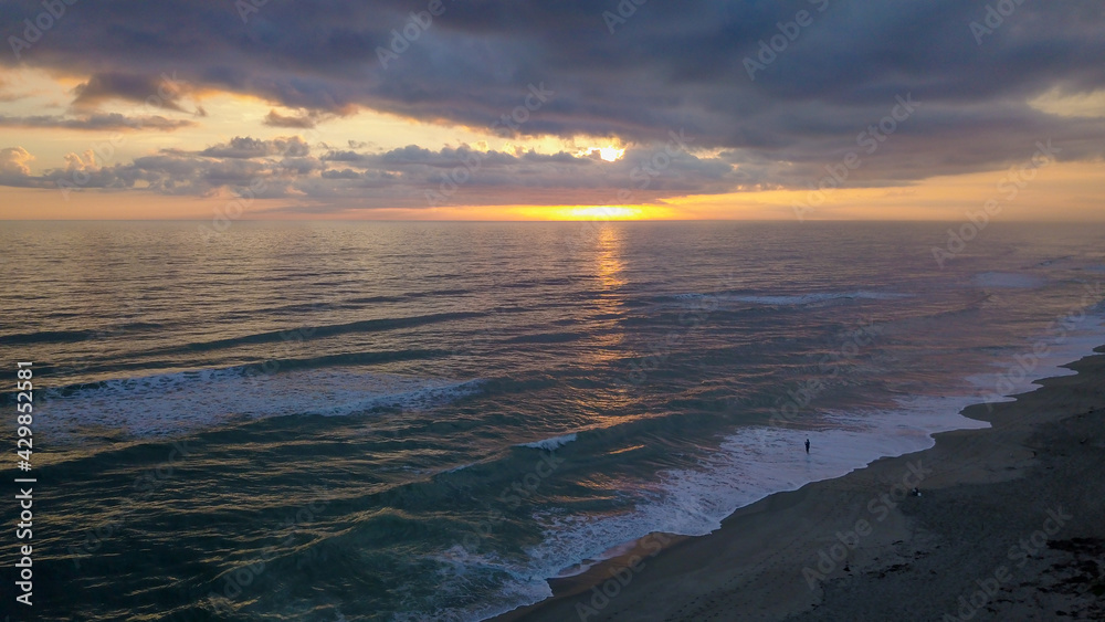 Ocean Sunrise Drone View