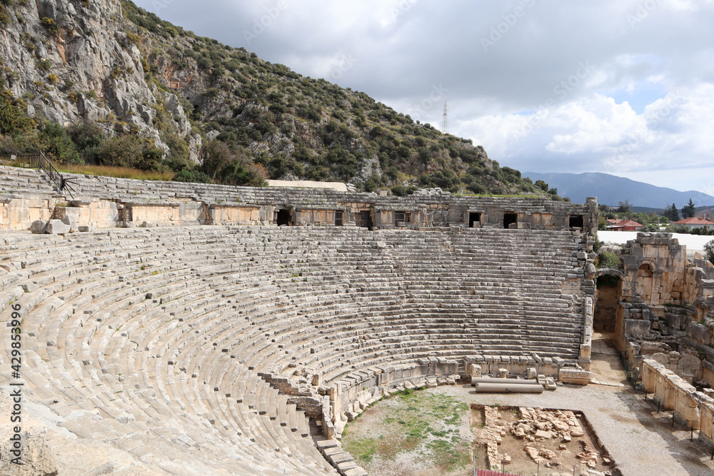 ruins of ancient roman theatre amphitheatre of Myra near Demre, Turkey