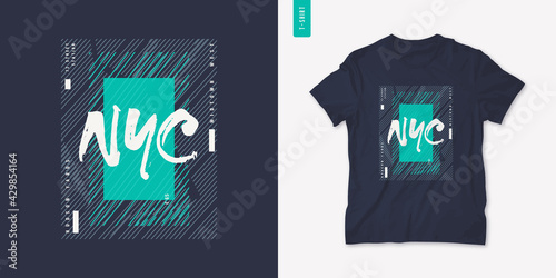 New York City. Graphic mens dynamic t-shirt design, poster, typography. Vector illustration