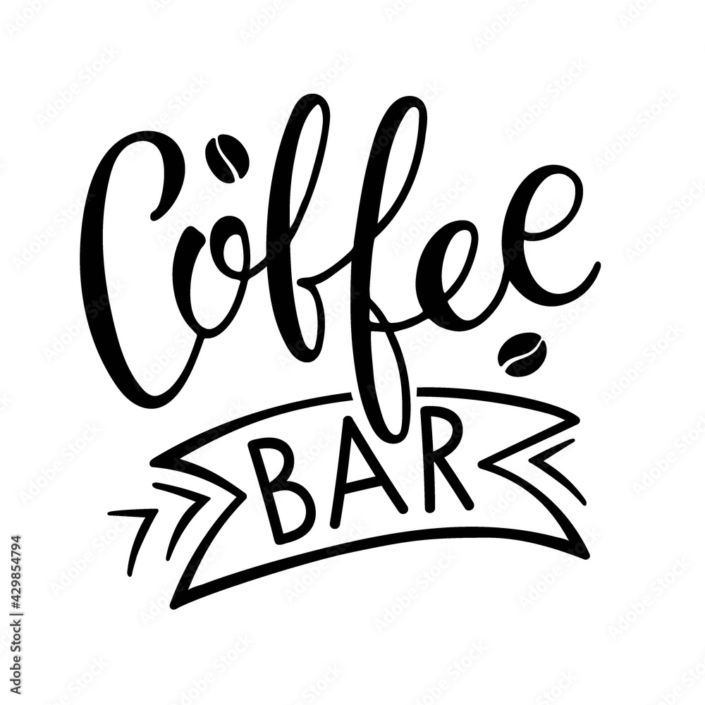 Coffee bar calligraphy lettering. Coffee bar logo for Bar, restaurant
