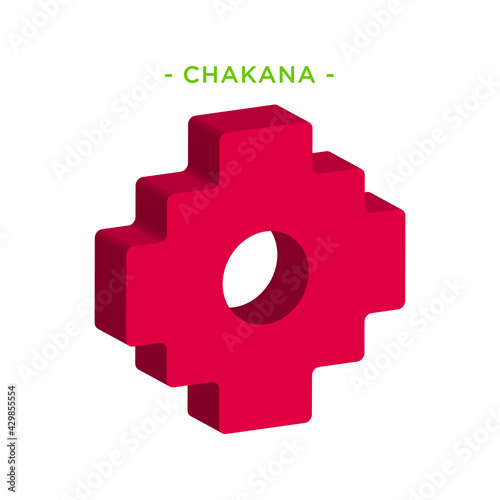 Inca Cross Chakana, Inti Raymi Ecuador, Peru emblematic symbol of an ancestral and cultural celebration of the Andean peoples for the winter solstice. Ethnic folk image. Tribe motif. Tribal. Pachamama