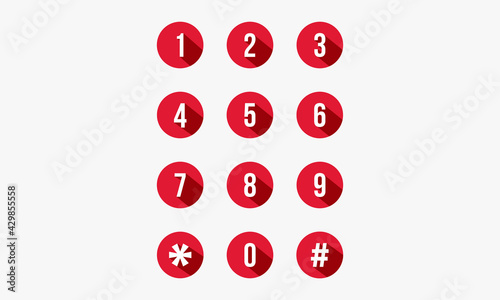 red circle keypad number with shadow design vector illustration.