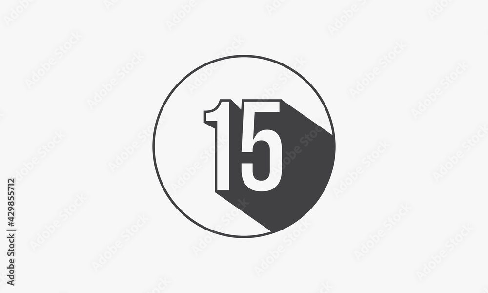 15 number circle line design flat vector. 15 number circle line design flat vector.